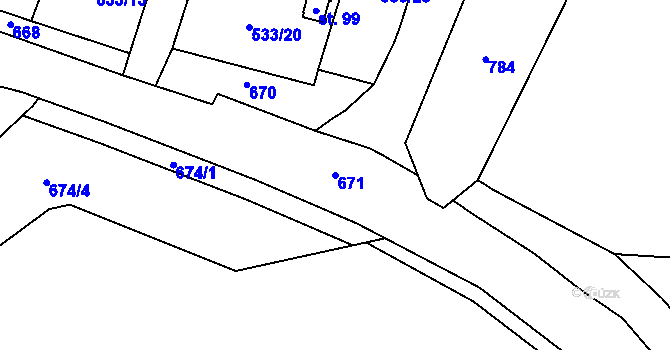 Parcela st. 671 v KÚ Kučlín, Katastrální mapa