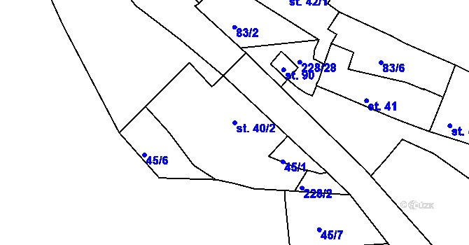 Parcela st. 40/2 v KÚ Mirošovice, Katastrální mapa