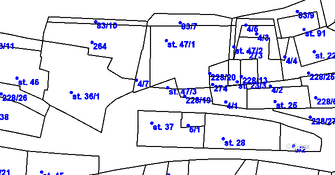 Parcela st. 47/3 v KÚ Mirošovice, Katastrální mapa