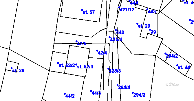 Parcela st. 42/4 v KÚ Mrzlice, Katastrální mapa