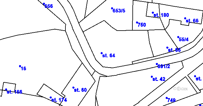 Parcela st. 64 v KÚ Razice, Katastrální mapa