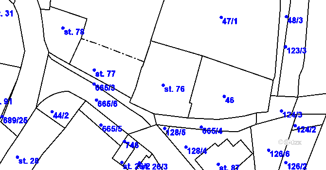 Parcela st. 76 v KÚ Razice, Katastrální mapa