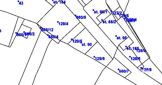 Parcela st. 90 v KÚ Razice, Katastrální mapa