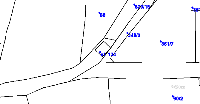 Parcela st. 134 v KÚ Razice, Katastrální mapa