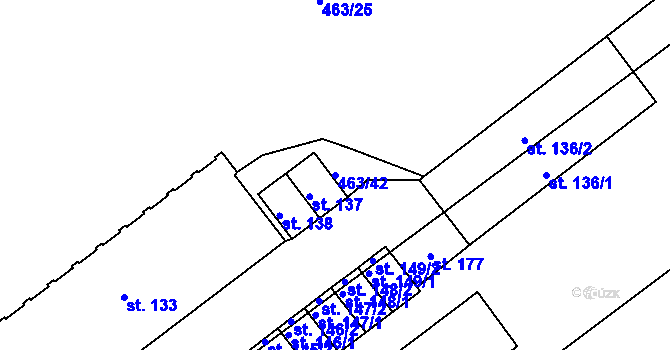 Parcela st. 463/42 v KÚ Razice, Katastrální mapa