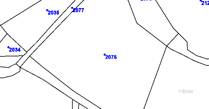 Parcela st. 2076 v KÚ Hrobice, Katastrální mapa