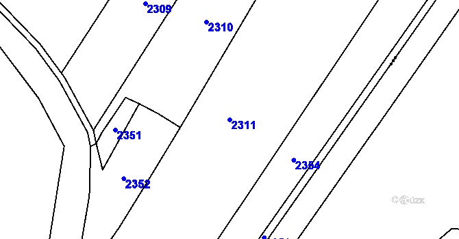 Parcela st. 2311 v KÚ Hrobice, Katastrální mapa