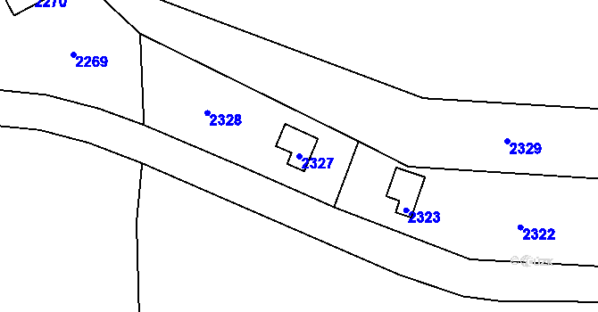 Parcela st. 2327 v KÚ Hrobice, Katastrální mapa