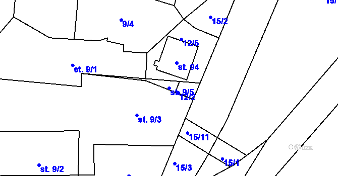 Parcela st. 9/5 v KÚ Hrobice, Katastrální mapa
