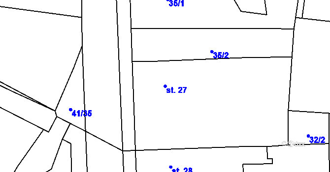 Parcela st. 27 v KÚ Hrobice, Katastrální mapa