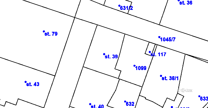 Parcela st. 39 v KÚ Hrobice, Katastrální mapa