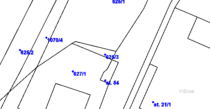 Parcela st. 625/3 v KÚ Hrobice, Katastrální mapa