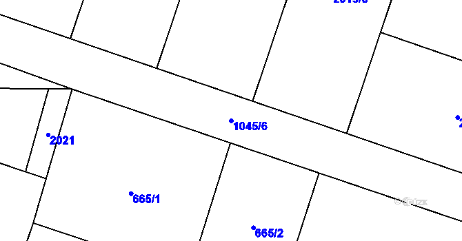 Parcela st. 1045/6 v KÚ Hrobice, Katastrální mapa