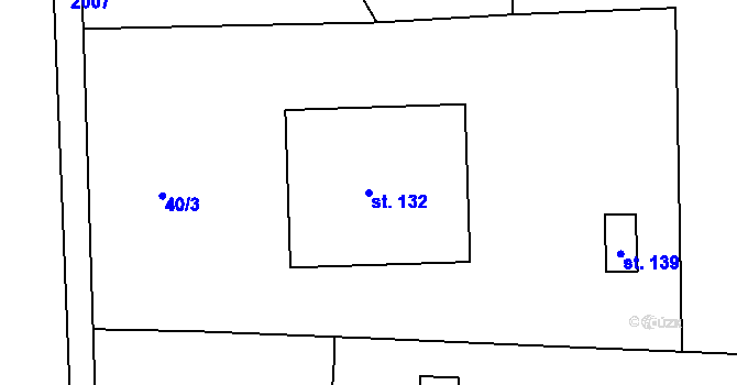 Parcela st. 132 v KÚ Hrobice, Katastrální mapa