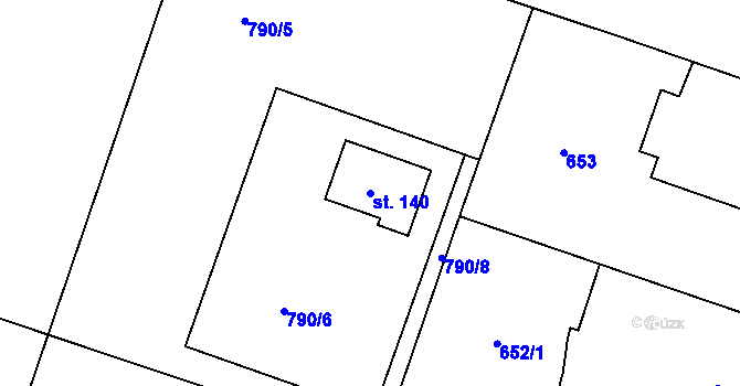 Parcela st. 140 v KÚ Hrobice, Katastrální mapa