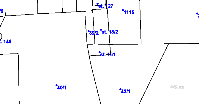 Parcela st. 161 v KÚ Hrobice, Katastrální mapa
