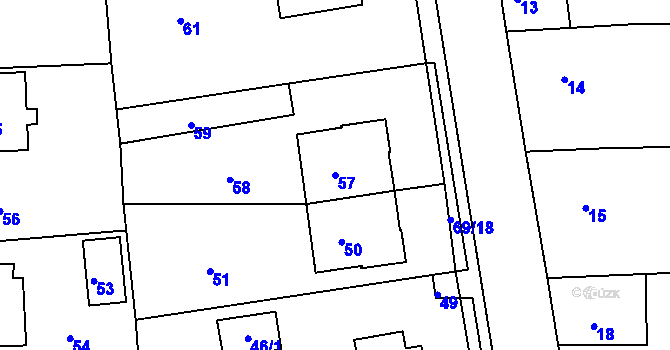 Parcela st. 57 v KÚ Hrobice na Moravě, Katastrální mapa