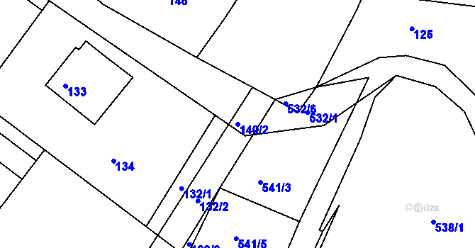 Parcela st. 140/2 v KÚ Hrobice na Moravě, Katastrální mapa