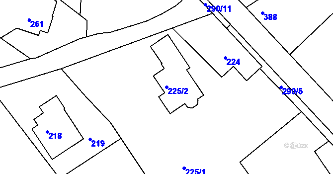 Parcela st. 225/2 v KÚ Hrobice na Moravě, Katastrální mapa