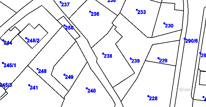 Parcela st. 238 v KÚ Hrobice na Moravě, Katastrální mapa