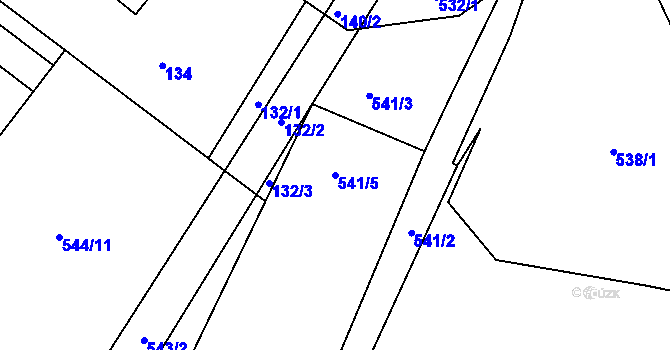 Parcela st. 541/5 v KÚ Hrobice na Moravě, Katastrální mapa