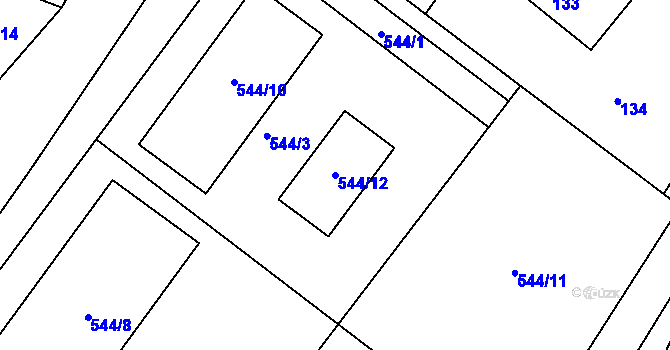 Parcela st. 544/12 v KÚ Hrobice na Moravě, Katastrální mapa
