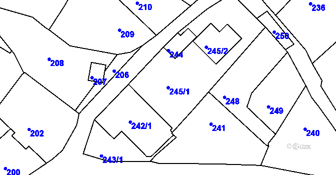 Parcela st. 245/1 v KÚ Hrobice na Moravě, Katastrální mapa