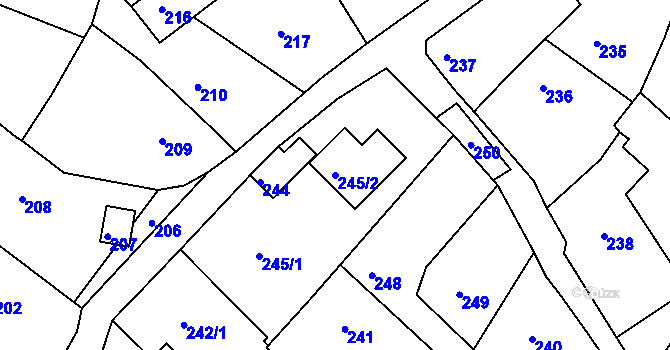 Parcela st. 245/2 v KÚ Hrobice na Moravě, Katastrální mapa