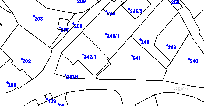 Parcela st. 245/3 v KÚ Hrobice na Moravě, Katastrální mapa