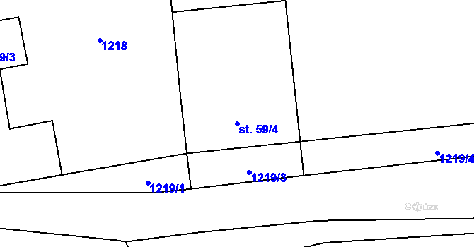 Parcela st. 59/4 v KÚ Hroby, Katastrální mapa