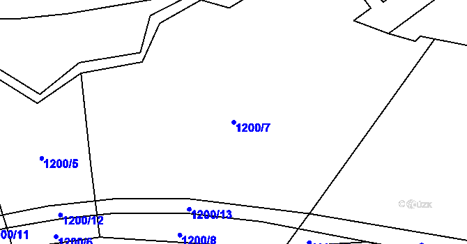 Parcela st. 1200/7 v KÚ Hroby, Katastrální mapa