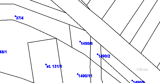 Parcela st. 1490/6 v KÚ Kozmice u Chýnova, Katastrální mapa