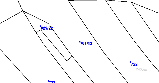 Parcela st. 704/13 v KÚ Kozmice u Chýnova, Katastrální mapa