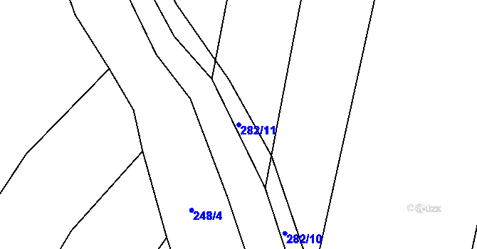 Parcela st. 282/11 v KÚ Kozmice u Chýnova, Katastrální mapa