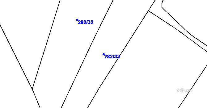 Parcela st. 282/33 v KÚ Kozmice u Chýnova, Katastrální mapa