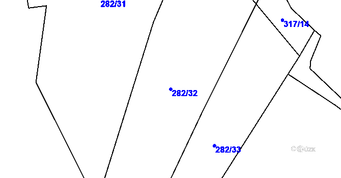 Parcela st. 282/32 v KÚ Kozmice u Chýnova, Katastrální mapa