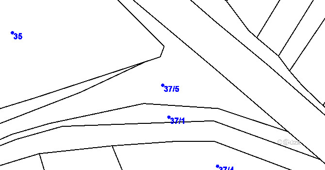 Parcela st. 37/5 v KÚ Kozmice u Chýnova, Katastrální mapa
