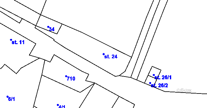 Parcela st. 24 v KÚ Lažany u Chýnova, Katastrální mapa