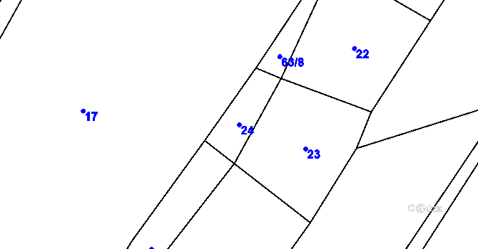 Parcela st. 24 v KÚ Lažany u Chýnova, Katastrální mapa