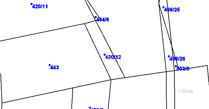 Parcela st. 420/12 v KÚ Lažany u Chýnova, Katastrální mapa