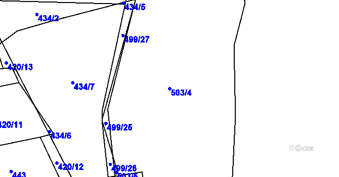 Parcela st. 503/4 v KÚ Lažany u Chýnova, Katastrální mapa