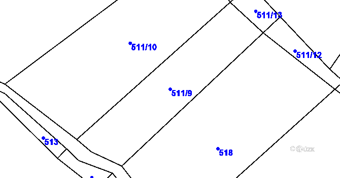 Parcela st. 511/9 v KÚ Lažany u Chýnova, Katastrální mapa