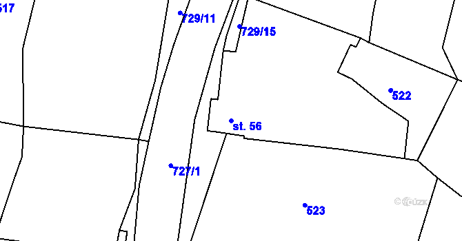 Parcela st. 56 v KÚ Blansko u Hrochova Týnce, Katastrální mapa