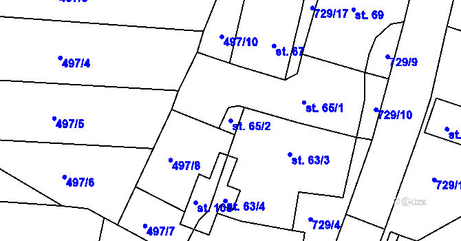 Parcela st. 65/2 v KÚ Blansko u Hrochova Týnce, Katastrální mapa