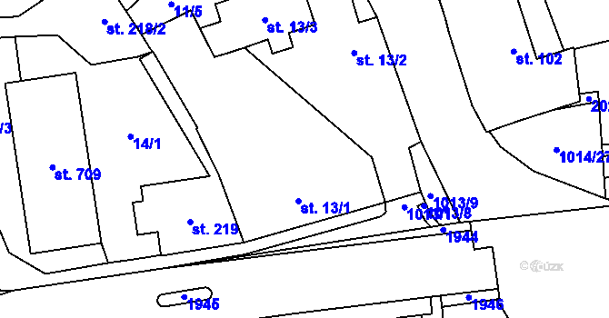 Parcela st. 13/1 v KÚ Hrochův Týnec, Katastrální mapa