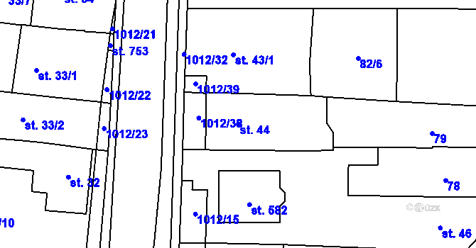 Parcela st. 44 v KÚ Hrochův Týnec, Katastrální mapa