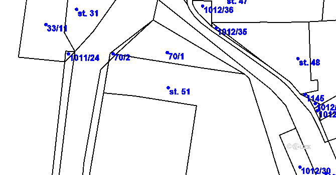 Parcela st. 51 v KÚ Hrochův Týnec, Katastrální mapa