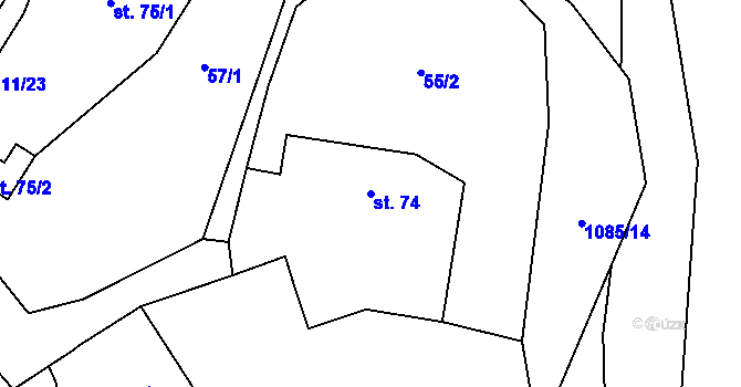 Parcela st. 74 v KÚ Hrochův Týnec, Katastrální mapa