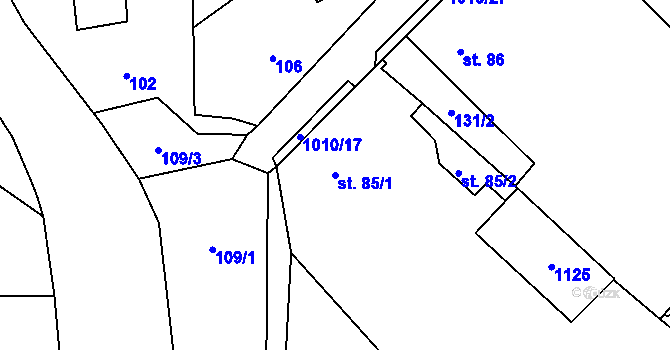 Parcela st. 85/1 v KÚ Hrochův Týnec, Katastrální mapa