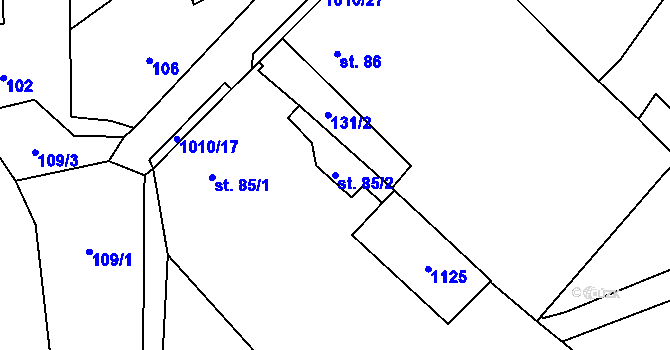 Parcela st. 85/2 v KÚ Hrochův Týnec, Katastrální mapa